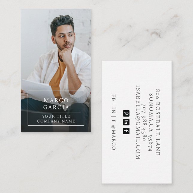 Modern Minimalist Professional Business Photo Business Card (Front/Back)