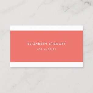 Modern Minimalist Professional Coral Red and White Business Card