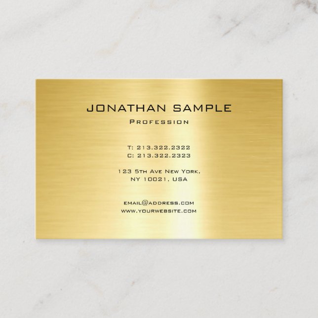 Modern Minimalist Professional Design Gold Plain Business Card (Front)