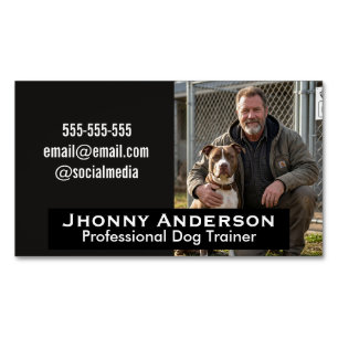 Modern Minimalist Professional Dog Trainer Custom  Magnetic Business Card