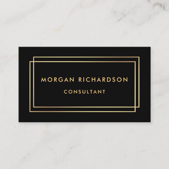 Modern Minimalist Professional Elegant Black Gold Business Card (Front)