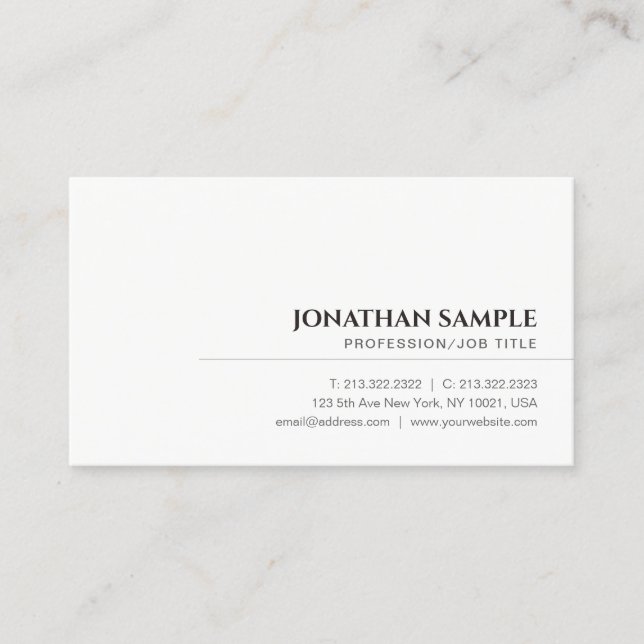 Modern Minimalist Professional Elegant Template Business Card (Front)