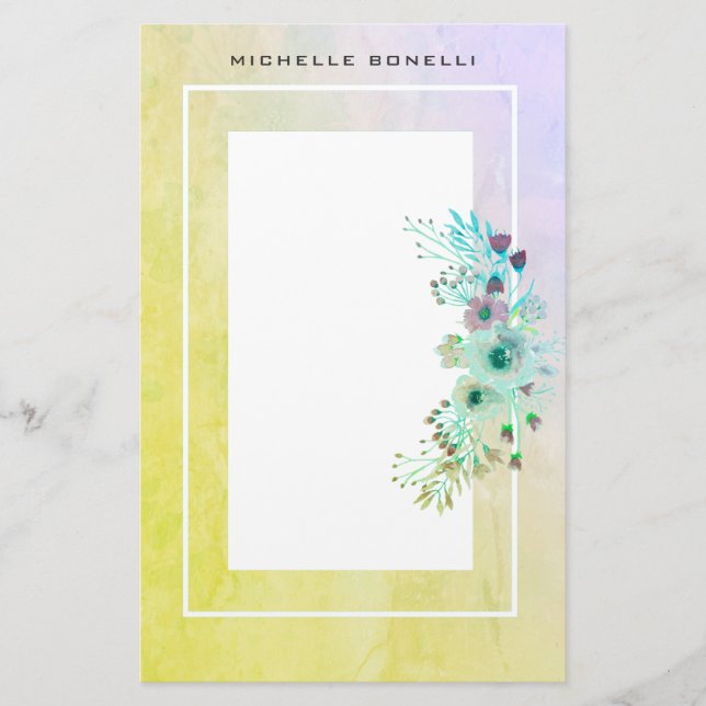 Modern Minimalist Professional Flower Background Stationery (Front)