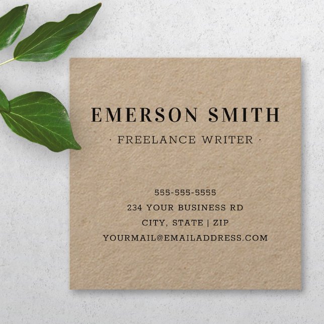 Modern minimalist professional Kraft paper Square Business Card (Creator Uploaded)
