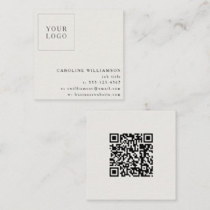 Modern Minimalist Professional Logo Cloud White QR Square Business Card