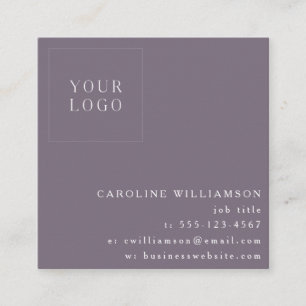 Modern Minimalist Professional Logo Plum Purple Square Business Card