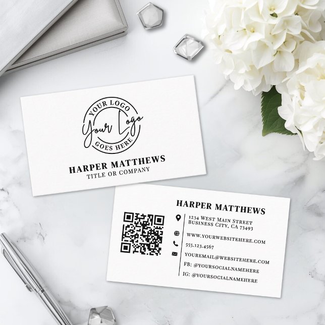 Modern Minimalist Professional Logo QR Code Business Card (Modern Minimalist Professional Logo QR Code Business Card )