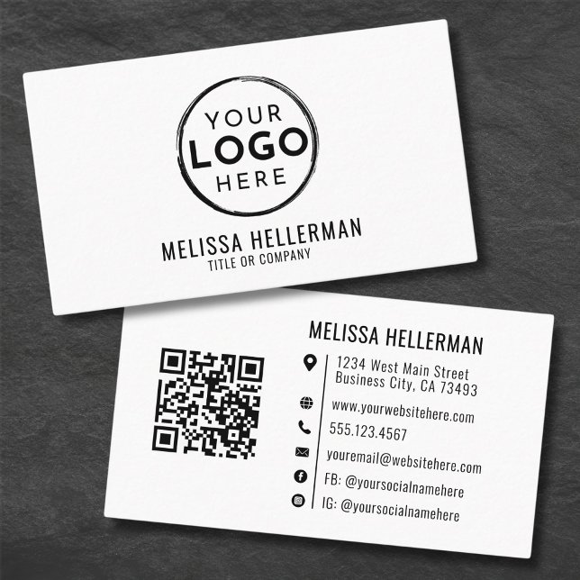 Modern Minimalist Professional Logo QR Code Business Card (Modern Minimalist Professional Logo QR Code Business Card)