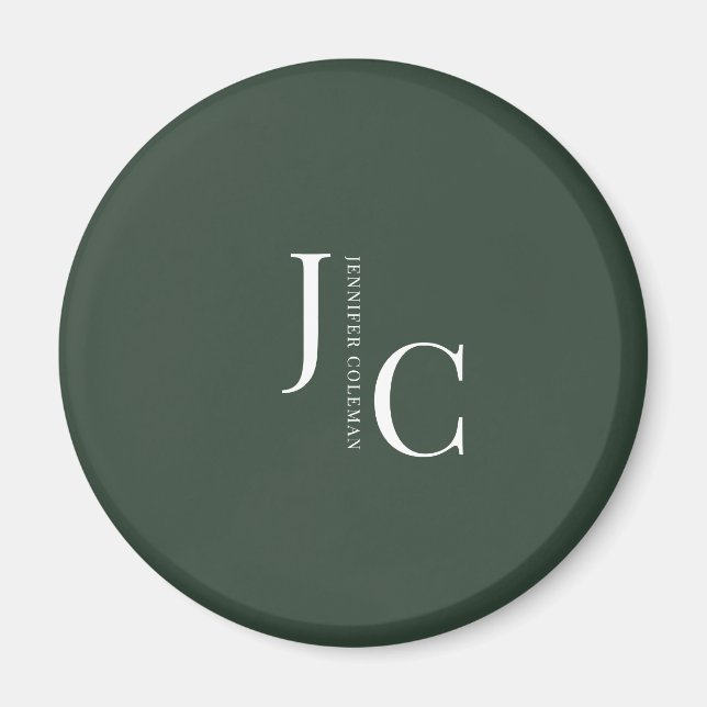 Modern Minimalist Professional Monogram Dark Green Magnet (Front)