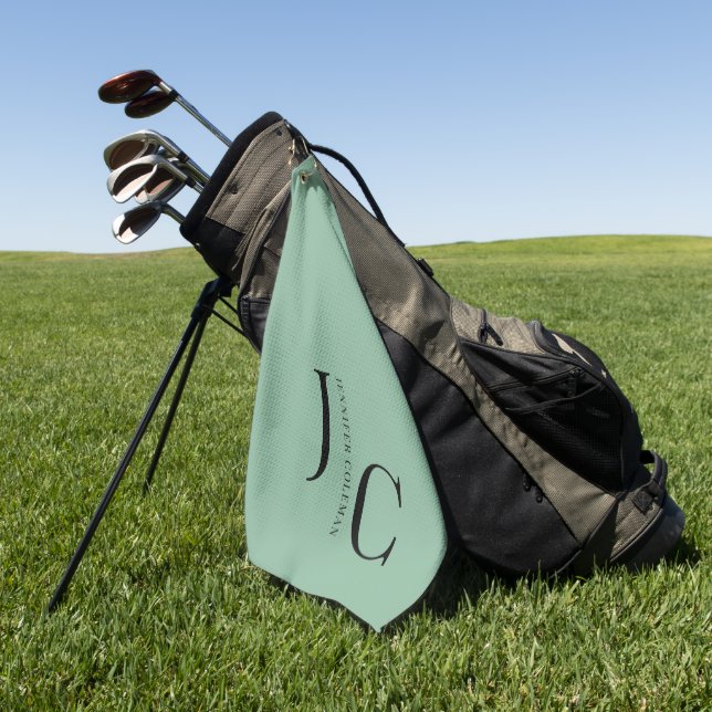 Modern Minimalist Professional Monogram Green Golf Towel (Green)