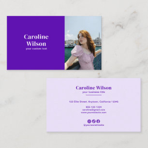 Modern Minimalist Professional Photo Bold Indigo Business Card