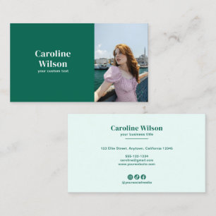 Modern Minimalist Professional Photo Emerald Business Card