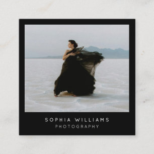 Modern Minimalist Professional Photo QR Code   Square Business Card