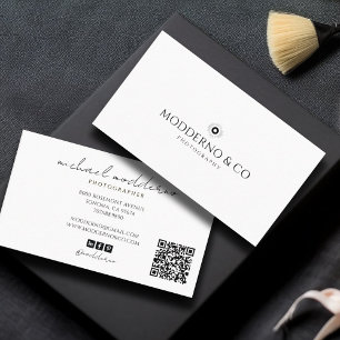 Modern Minimalist Professional Photographer Business Card