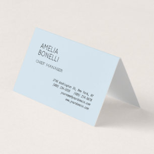Modern Minimalist Professional Plain Blue Business Card