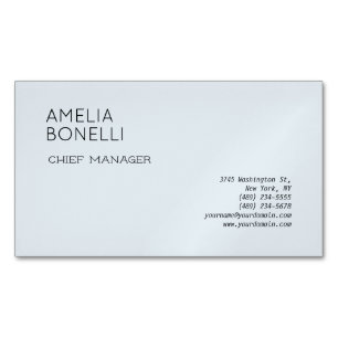 Modern Minimalist Professional Plain Blue Magnetic Business Card