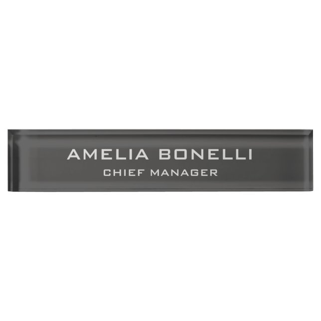 Modern Minimalist Professional Plain Grey Nameplate (Front)