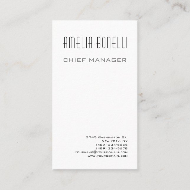 Modern Minimalist Professional Plain Standard Size Business Card (Front)