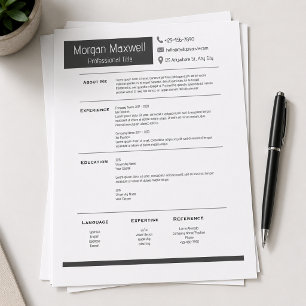 Modern Minimalist Professional Resume Template Custom Letterhead