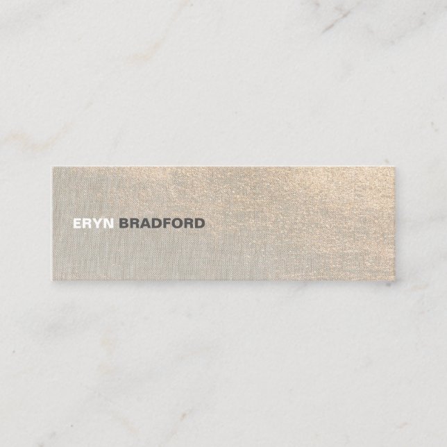 Modern Minimalist Professional Subtle Gold Texture Mini Business Card (Front)