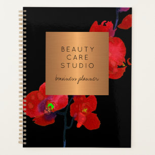 Modern minimalist professional trendy floral black planner