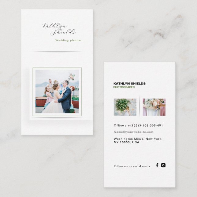 Modern Minimalist Professional wedding QR CODE   Business Card (Front/Back)