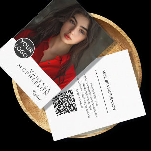 Modern Minimalist Professonal Photo Logo QR Business Card