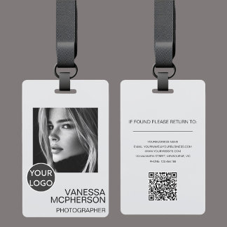 Modern Minimalist Professonal Photo Logo QR ID Badge