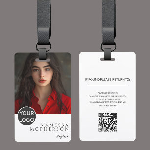 Modern Minimalist Professonal Photo Logo QR ID Badge