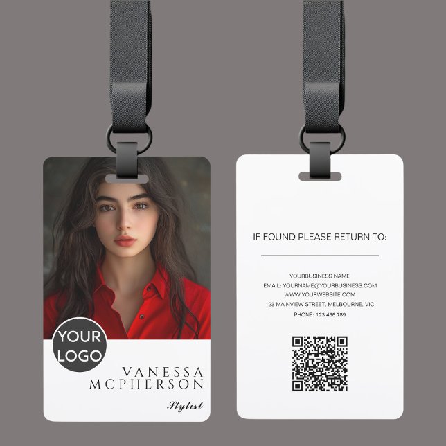 Modern Minimalist Professonal Photo Logo QR ID Badge (Creator Uploaded)