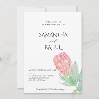Modern Minimalist Protea Botanical Wedding Invitation