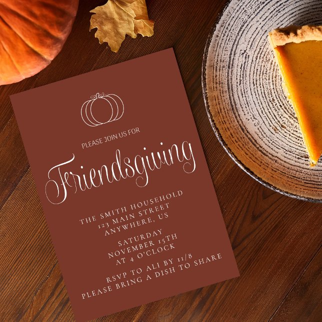 Modern Minimalist Pumpkin Friendsgiving Dinner Invitation (Creator Uploaded)