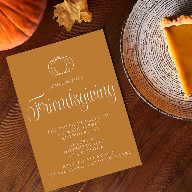 Modern Minimalist Pumpkin Friendsgiving Dinner Invitation (Creator Uploaded)