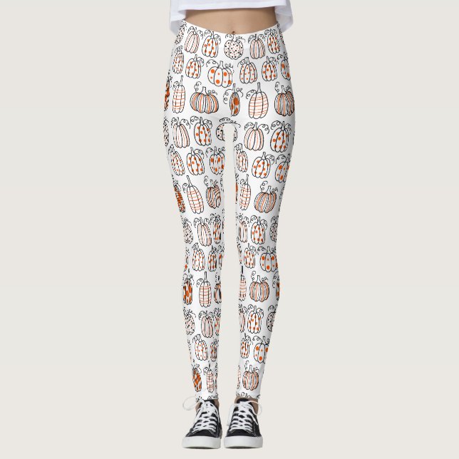 Modern Minimalist Pumpkin – Orange Abstract Leggings (Front)