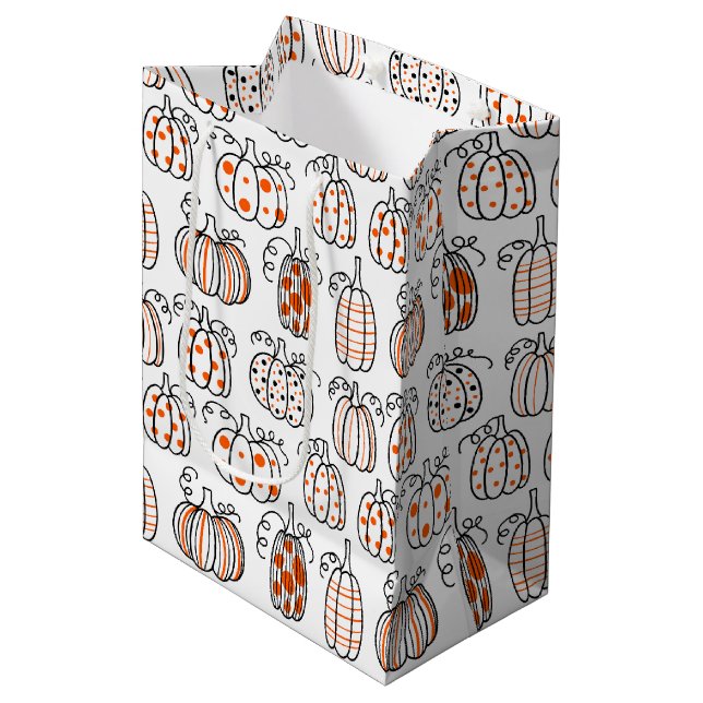 Modern Minimalist Pumpkin – Orange Abstract Medium Gift Bag (Front Angled)