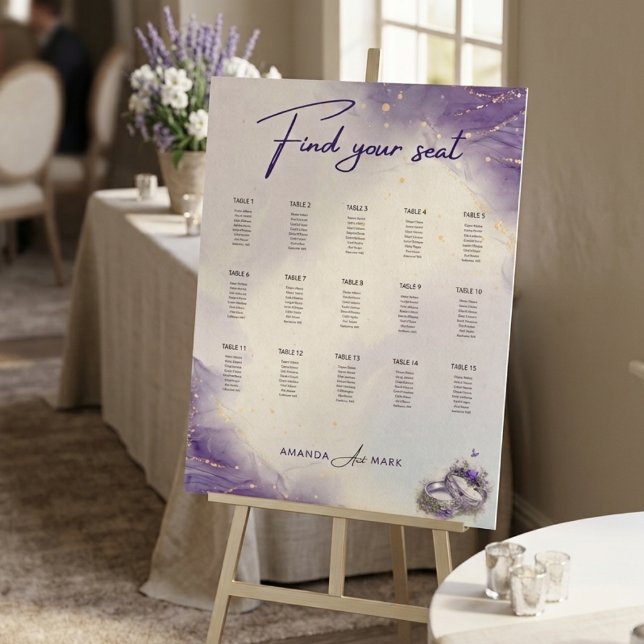 Modern Minimalist Purple Lilac Wedding Seat Chart (Creator Uploaded)