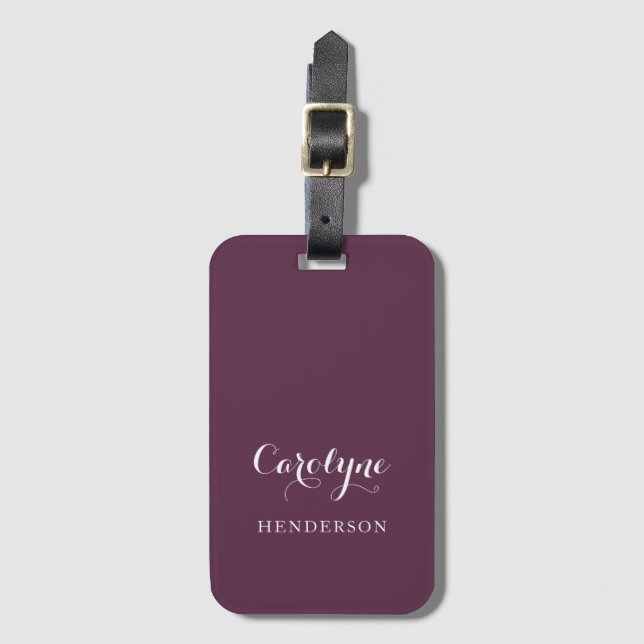 Modern Minimalist Purple Luggage Tag (Front Vertical)