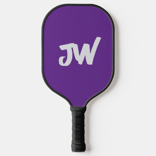 MODERN MINIMALIST PURPLE MONOGRAM   PICKLEBALL PADDLE (Front)