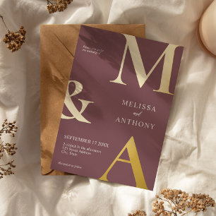 Modern Minimalist Purple Monogram Wedding