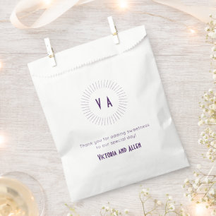 Modern Minimalist Purple Monogram Wedding Favour Bags