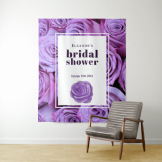 Modern Minimalist Purple Roses Bridal Shower Tapestry