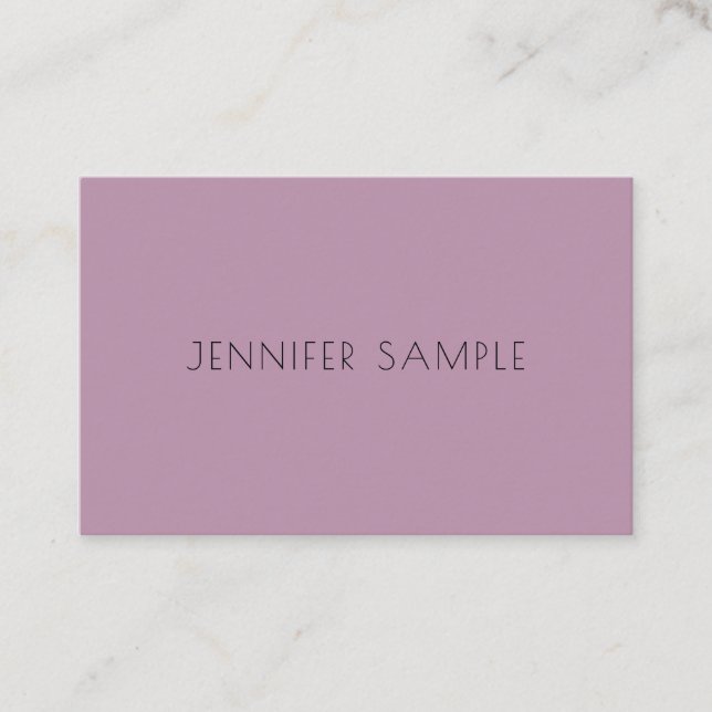 Modern Minimalist Purple Template Elegant Simple Business Card (Front)