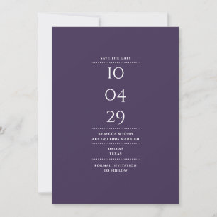 Modern Minimalist Purple Wedding Photo Save The Date