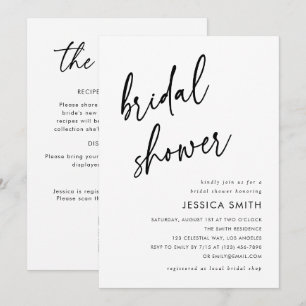 Modern Minimalist QR Code All-in-One Bridal Shower Invitation