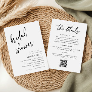 Modern Minimalist QR Code All-in-One Bridal Shower Invitation