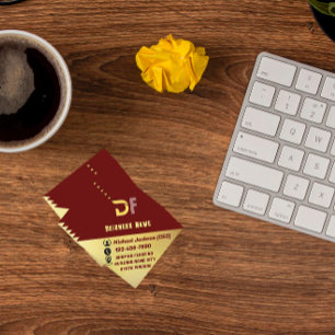 Modern Minimalist QR Code Buisness Logo Golden Square Business Card