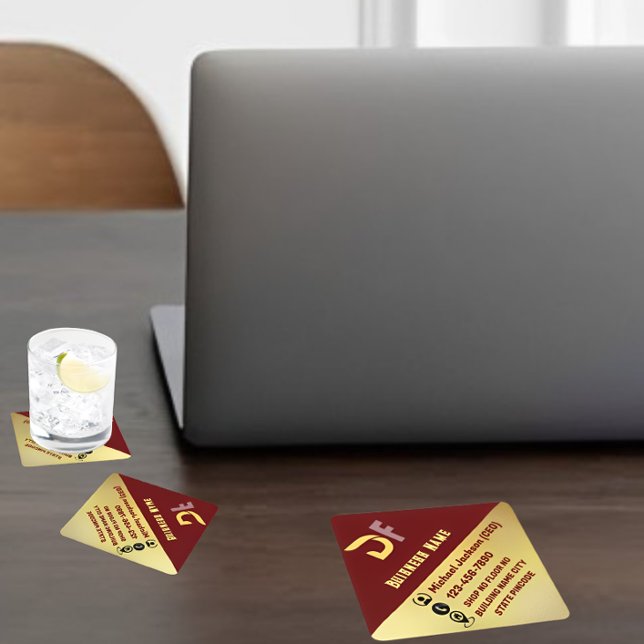 Modern Minimalist QR Code Buisness Logo Golden  Square Paper Coaster (Creator Uploaded)