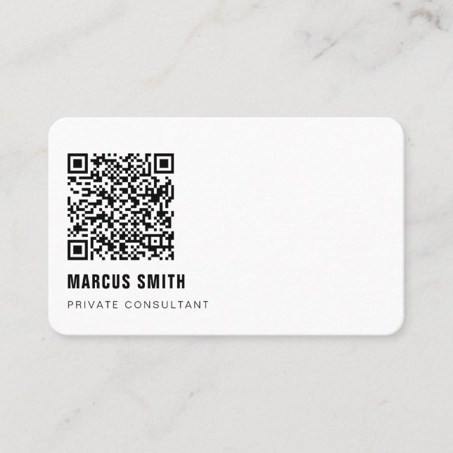 Modern Minimalist QR Code Business Card (Front)