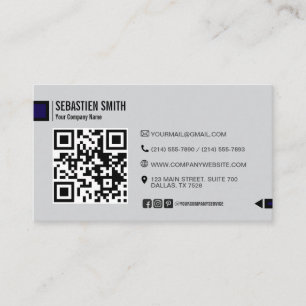 Modern Minimalist QR Code Business Card - Gray 