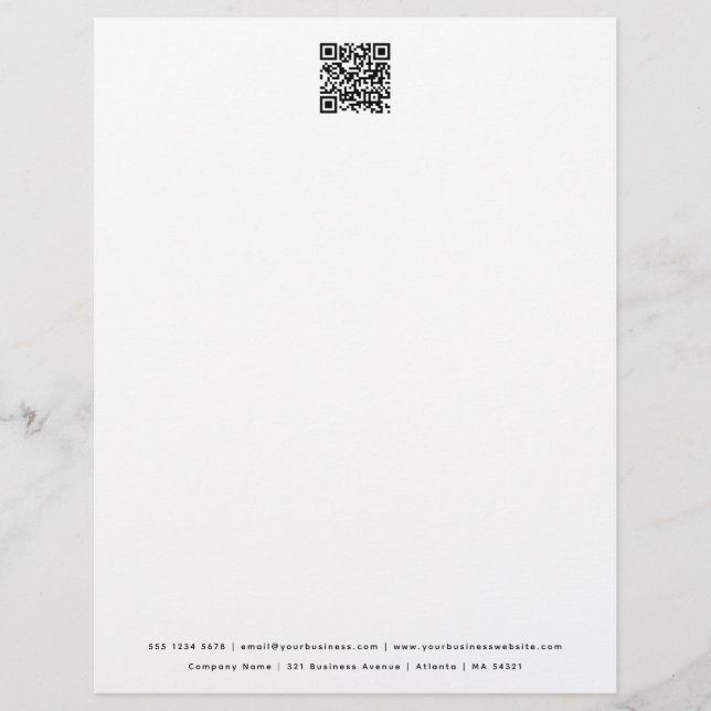 Modern Minimalist QR Code Business Letterhead (Front)